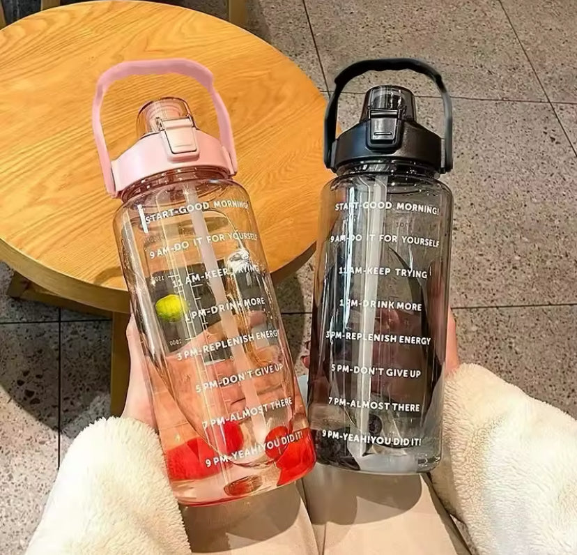 2L Portable Travel Water Bottle With Straw, Transparent Refillable Leakproof Water Bottle, Flip Lid Drink Jug, Water Flask Drinking Bottle 2L Portable Travel Water Bottle With Straw, Transparent Refillable Leakproof Water Bottle, Flip Lid Drink Jug, Water Flask Drinking Bottle